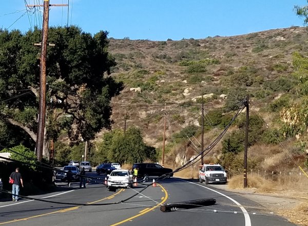 Traffic Alert Laguna Canyon Road Closed due to a downed telephone pole